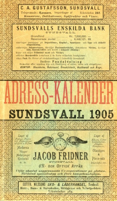 Omslag till Adresskalender för Sundsvall stad 1905