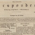 En del av en första sida av Norrländsak Korrespondenten 1856