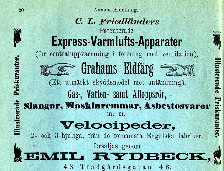 Sida ur adresskalender 1886