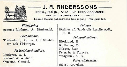 Annons från Länskalendern 1909